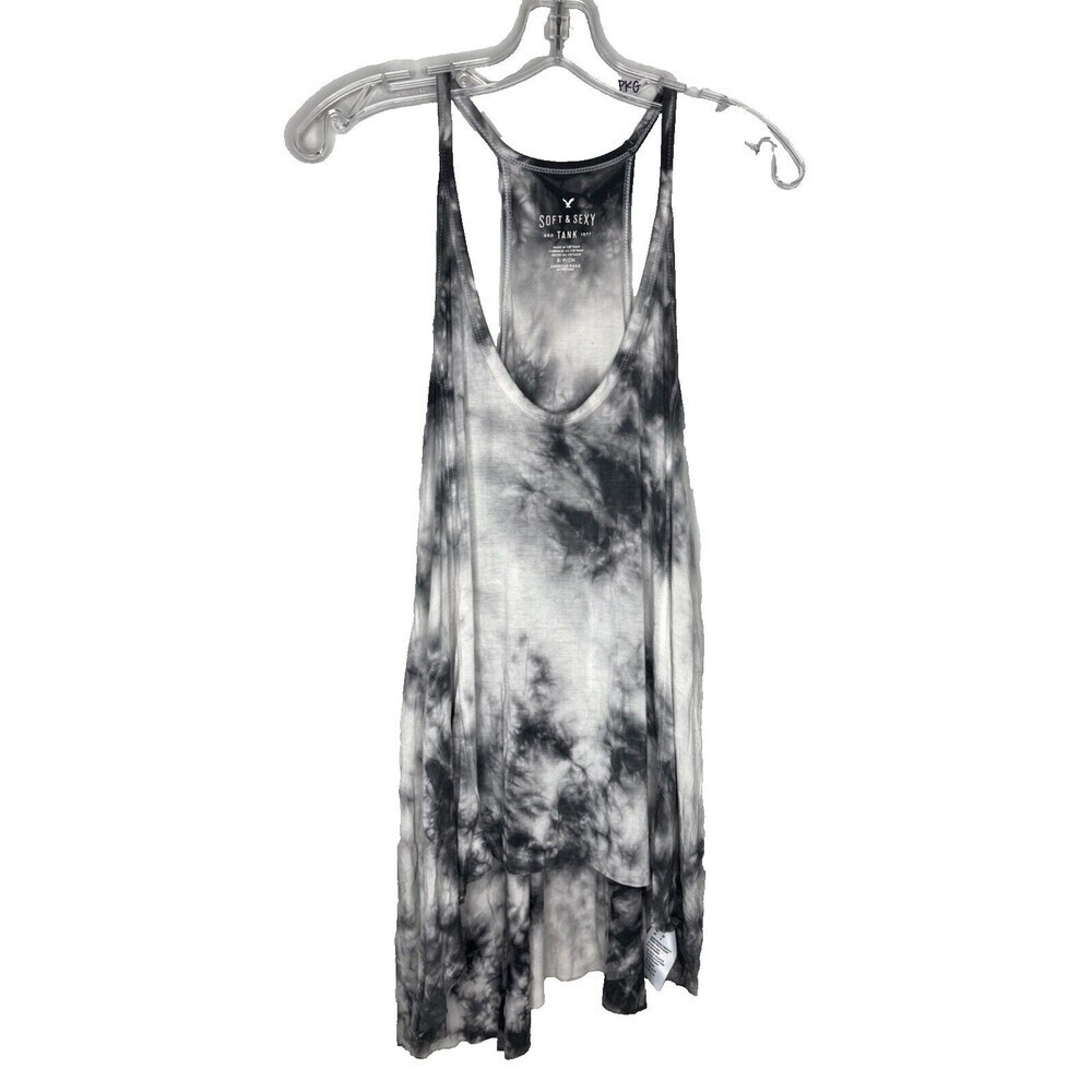 American Eagle‎ AEO Soft & Sexy Tank Women Small Black Tie Dye Trapeze Racerback